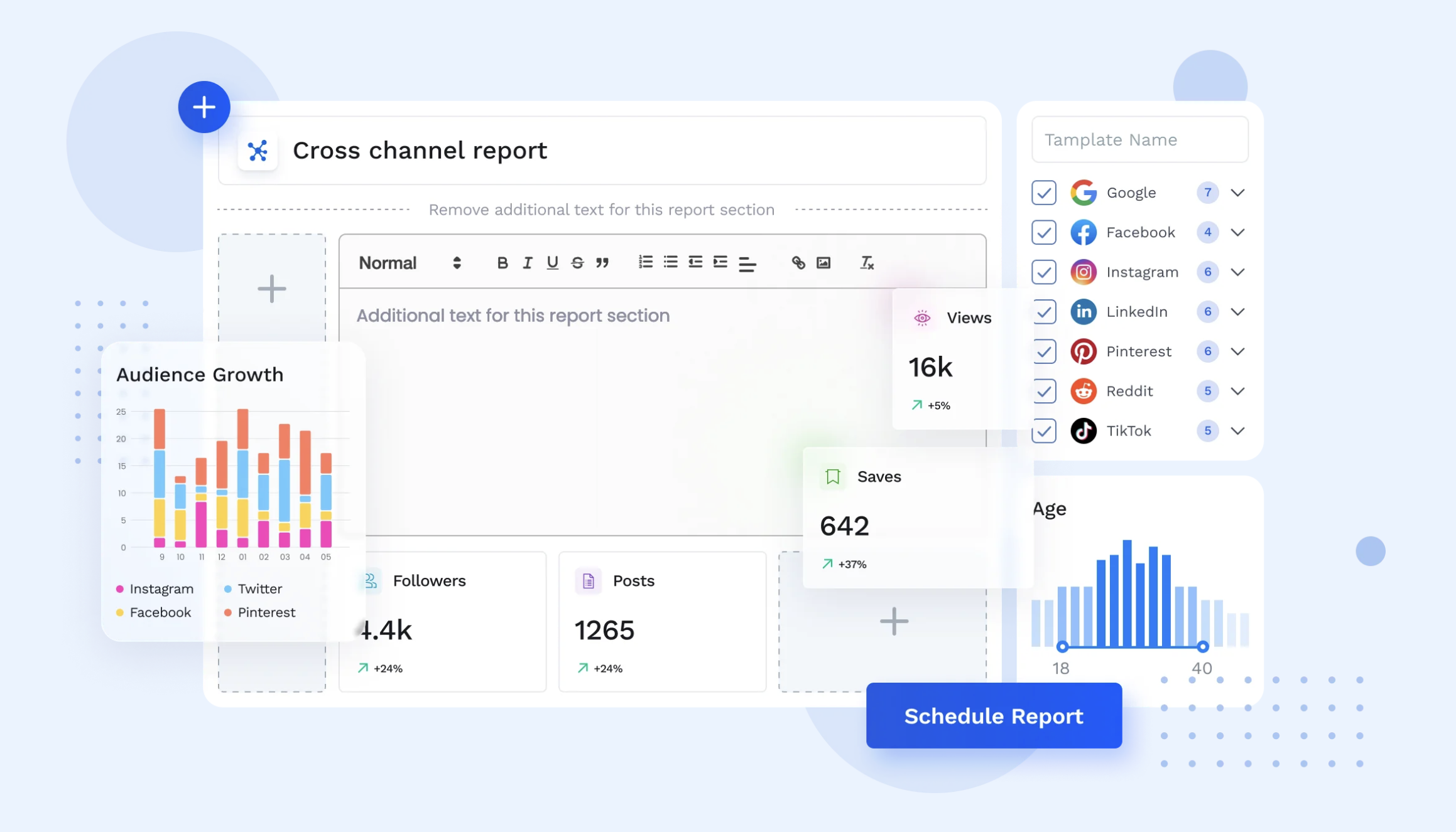 Vista Social reporting dashboard showing social media performance data